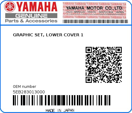 Product image: Yamaha - 5EB283013000 - GRAPHIC SET, LOWER COVER 1 