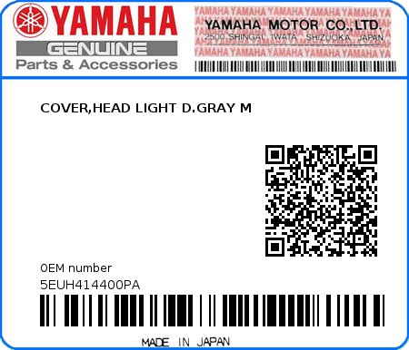 Product image: Yamaha - 5EUH414400PA - COVER,HEAD LIGHT D.GRAY M 