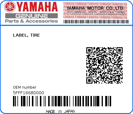 Product image: Yamaha - 5FFF16680000 - LABEL, TIRE  0