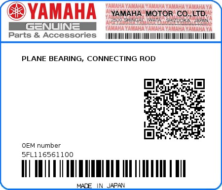 Product image: Yamaha - 5FL116561100 - PLANE BEARING, CONNECTING ROD  0