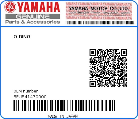 Product image: Yamaha - 5FUE41470000 - O-RING  0