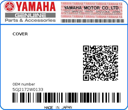 Product image: Yamaha - 5GJ2172W0133 - COVER 