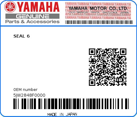 Product image: Yamaha - 5JW2848F0000 - SEAL 6 