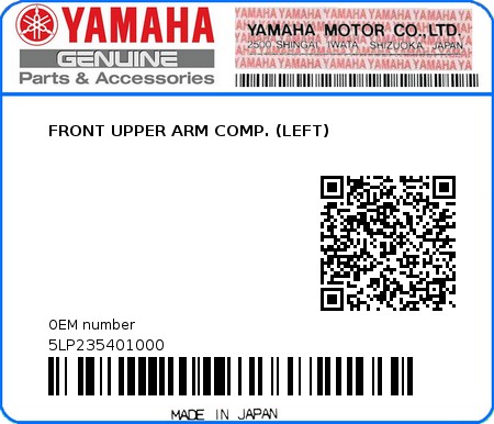 Product image: Yamaha - 5LP235401000 - FRONT UPPER ARM COMP. (LEFT)  0