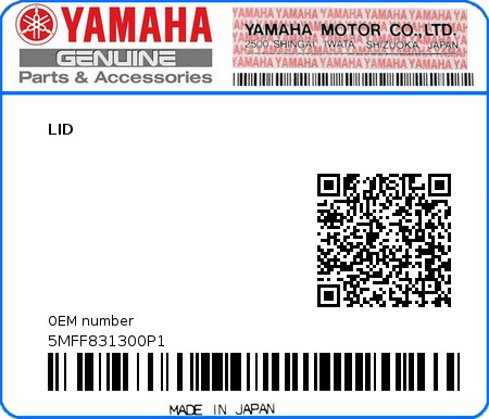 Product image: Yamaha - 5MFF831300P1 - LID 