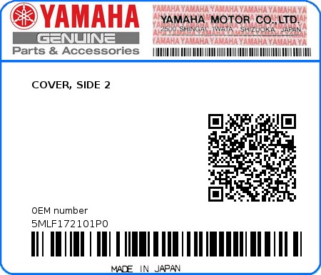 Product image: Yamaha - 5MLF172101P0 - COVER, SIDE 2  0