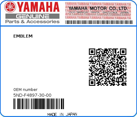 Product image: Yamaha - 5ND-F4897-30-00 - EMBLEM 