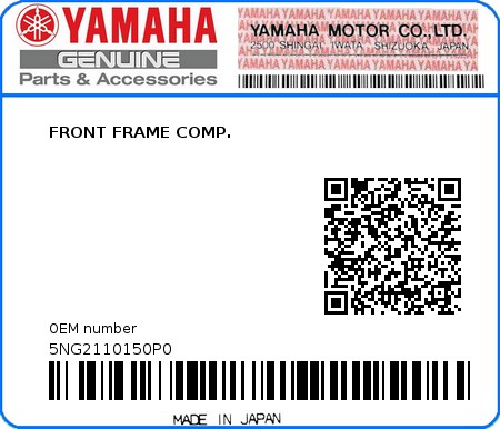 Product image: Yamaha - 5NG2110150P0 - FRONT FRAME COMP. 