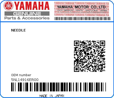 Product image: Yamaha - 5NL14916ER00 - NEEDLE 