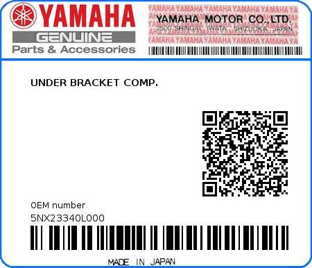 Product image: Yamaha - 5NX23340L000 - UNDER BRACKET COMP.  0