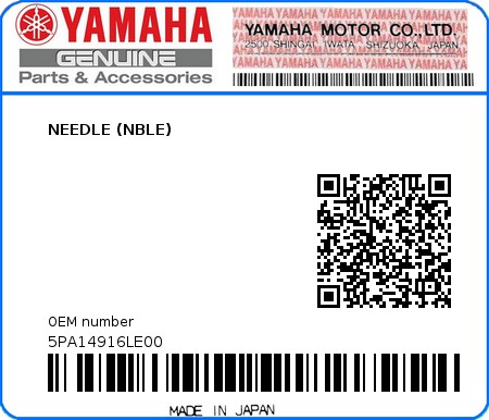 Product image: Yamaha - 5PA14916LE00 - NEEDLE (NBLE)  0