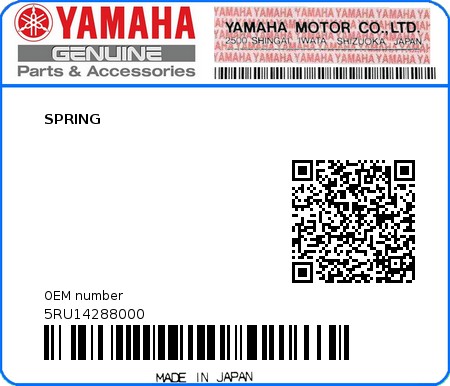 Product image: Yamaha - 5RU14288000 - SPRING 