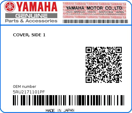 Product image: Yamaha - 5RU2171101PF - COVER, SIDE 1  0