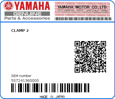 Product image: Yamaha - 5S7241360000 - CLAMP 2  0