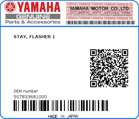 Product image: Yamaha - 5S7833681000 - STAY, FLASHER 1  0