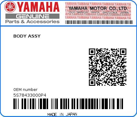 Product image: Yamaha - 5S78433000P4 - BODY ASSY  0