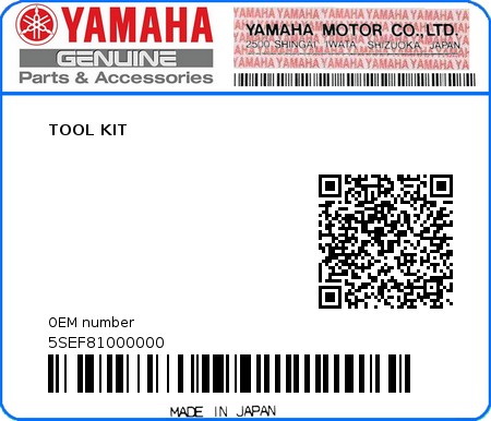 Product image: Yamaha - 5SEF81000000 - TOOL KIT  0