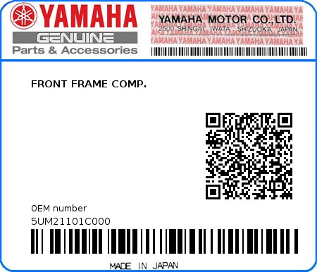 Product image: Yamaha - 5UM21101C000 - FRONT FRAME COMP.  0