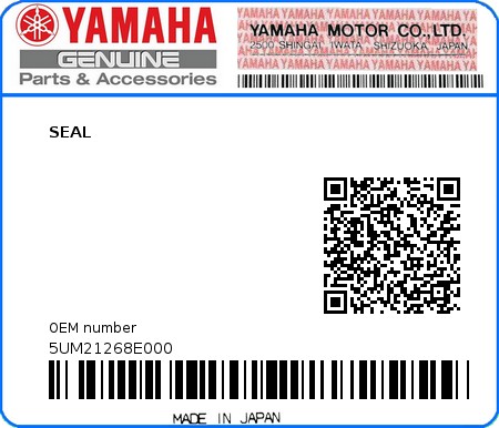 Product image: Yamaha - 5UM21268E000 - SEAL 