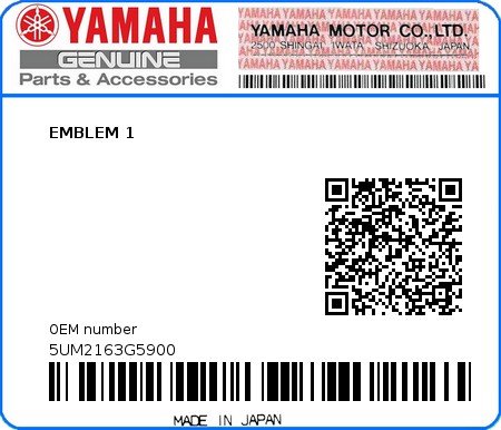 Product image: Yamaha - 5UM2163G5900 - EMBLEM 1  0