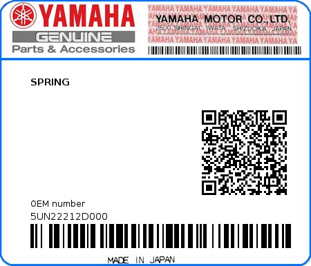 Product image: Yamaha - 5UN22212D000 - SPRING  0