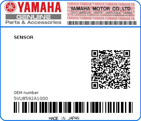 Product image: Yamaha - 5VU8592A1000 - SENSOR 