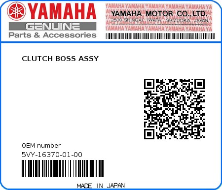 Product image: Yamaha - 5VY-16370-01-00 - CLUTCH BOSS ASSY  0