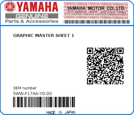 Product image: Yamaha - 5WW-F17AA-Y0-00 - GRAPHIC MASTER SHEET 1 