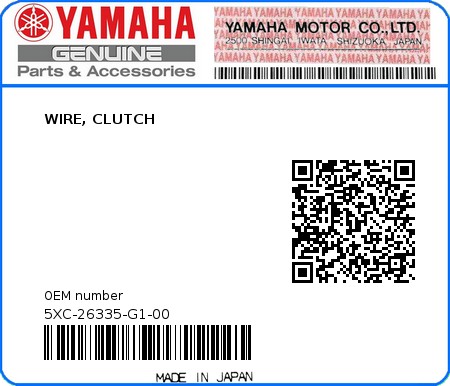 Product image: Yamaha - 5XC-26335-G1-00 - WIRE, CLUTCH  0