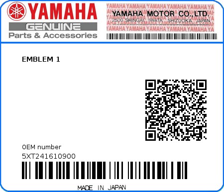 Product image: Yamaha - 5XT241610900 - EMBLEM 1  0