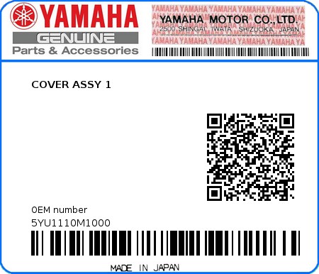 Product image: Yamaha - 5YU1110M1000 - COVER ASSY 1  0