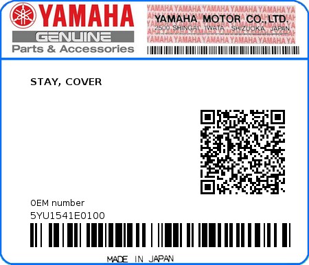 Product image: Yamaha - 5YU1541E0100 - STAY, COVER 