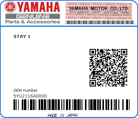 Product image: Yamaha - 5YU2116A0000 - STAY 1 