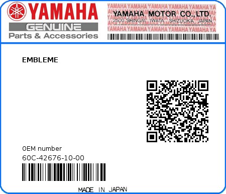 Product image: Yamaha - 60C-42676-10-00 - EMBLEME 