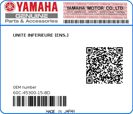 Product image: Yamaha - 60C-45300-15-8D - UNITE INFERIEURE (ENS.)  0