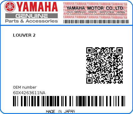 Product image: Yamaha - 60X4263611NA - LOUVER 2 