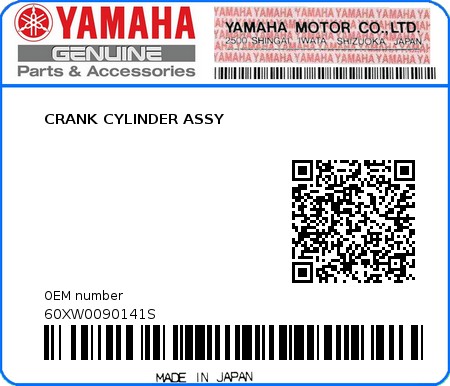 Product image: Yamaha - 60XW0090141S - CRANK CYLINDER ASSY 