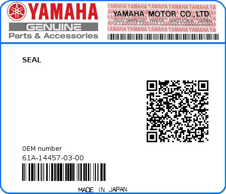 Product image: Yamaha - 61A-14457-03-00 - SEAL  0