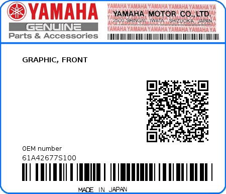 Product image: Yamaha - 61A42677S100 - GRAPHIC, FRONT 