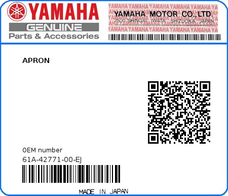 Product image: Yamaha - 61A-42771-00-EJ - APRON 