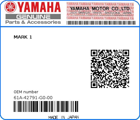 Product image: Yamaha - 61A-42791-G0-00 - MARK 1  0