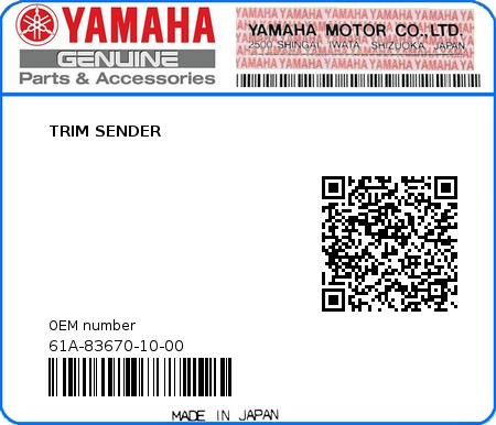 Product image: Yamaha - 61A-83670-10-00 - TRIM SENDER 