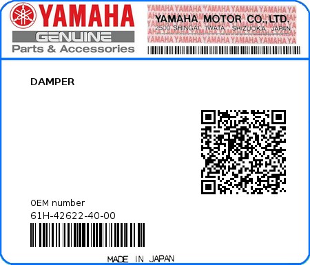 Product image: Yamaha - 61H-42622-40-00 - DAMPER  0