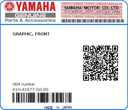 Product image: Yamaha - 61H-42677-G0-00 - GRAPHIC, FRONT 