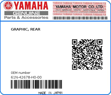 Product image: Yamaha - 61N-42678-H0-00 - GRAPHIC, REAR 