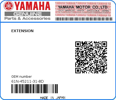 Product image: Yamaha - 61N-45211-31-8D - EXTENSION  0