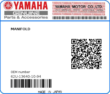 Product image: Yamaha - 62U-13640-10-94 - MANIFOLD  0