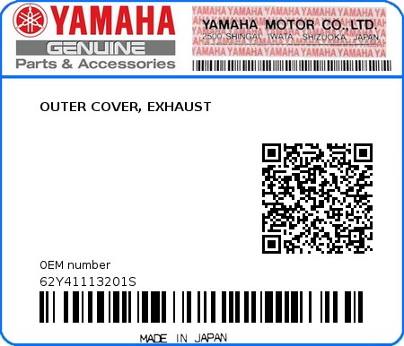 Product image: Yamaha - 62Y41113201S - OUTER COVER, EXHAUST  0