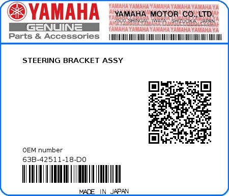 Product image: Yamaha - 63B-42511-18-D0 - STEERING BRACKET ASSY 