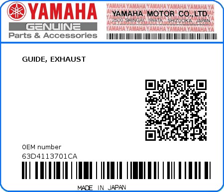 Product image: Yamaha - 63D4113701CA - GUIDE, EXHAUST 